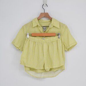 Aritzia Sunday Best Elisa Gingham Crop Shirt and Shorts Matching Set S